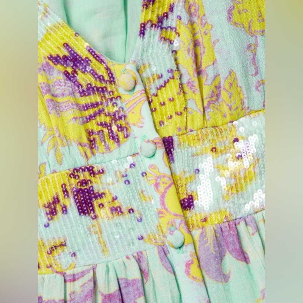 Hemant & Nandita Layla Multi Floral-Print Maxi Dress | Size L - Picture 7 of 9